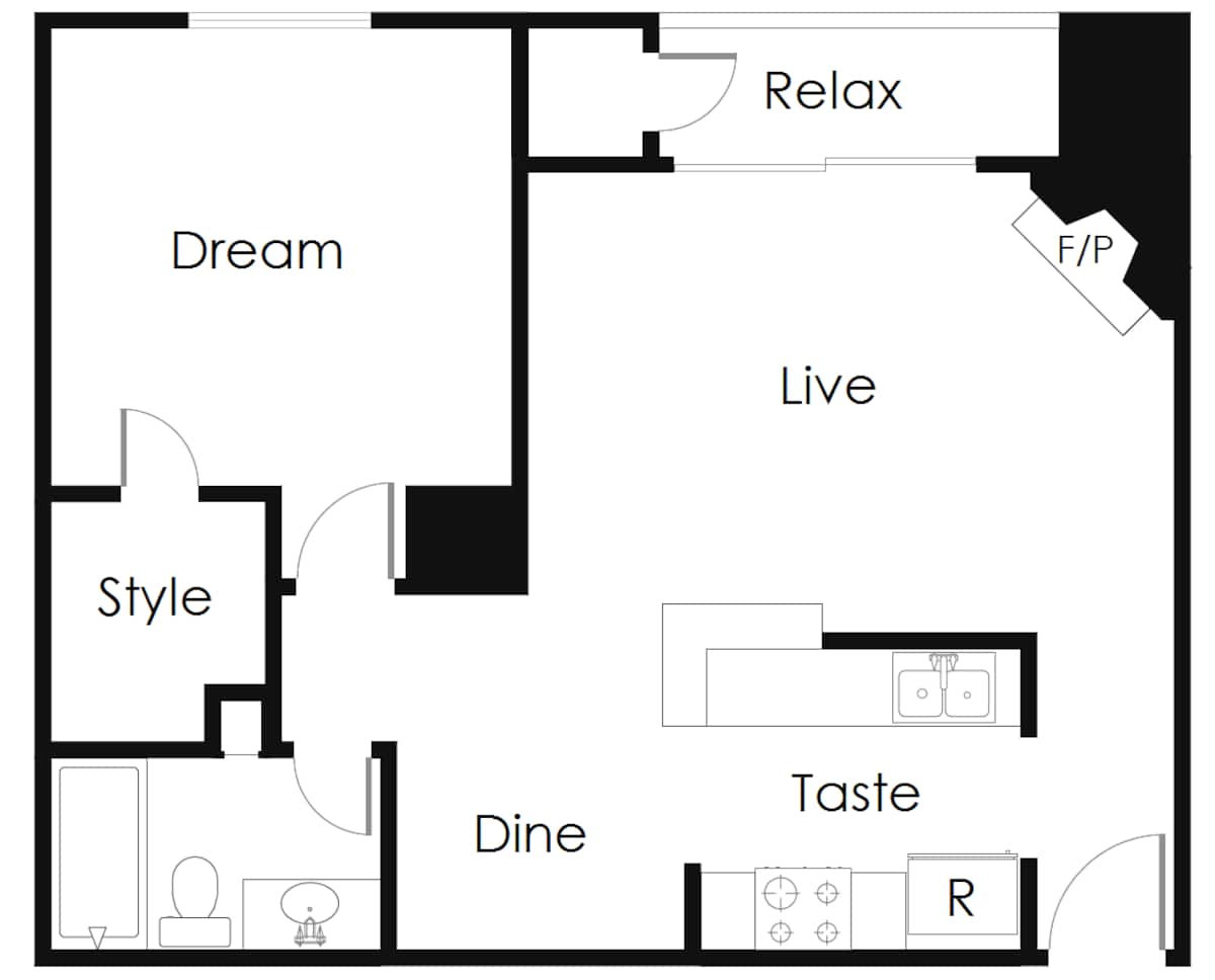 Floorplan diagram for A4, showing 1 bedroom