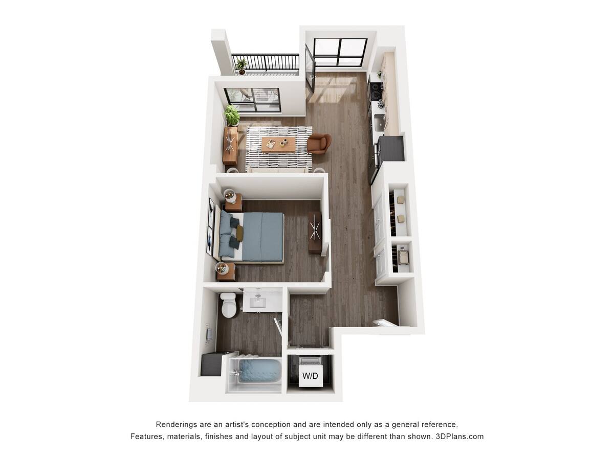 Floorplan diagram for Austen, showing 1 bedroom