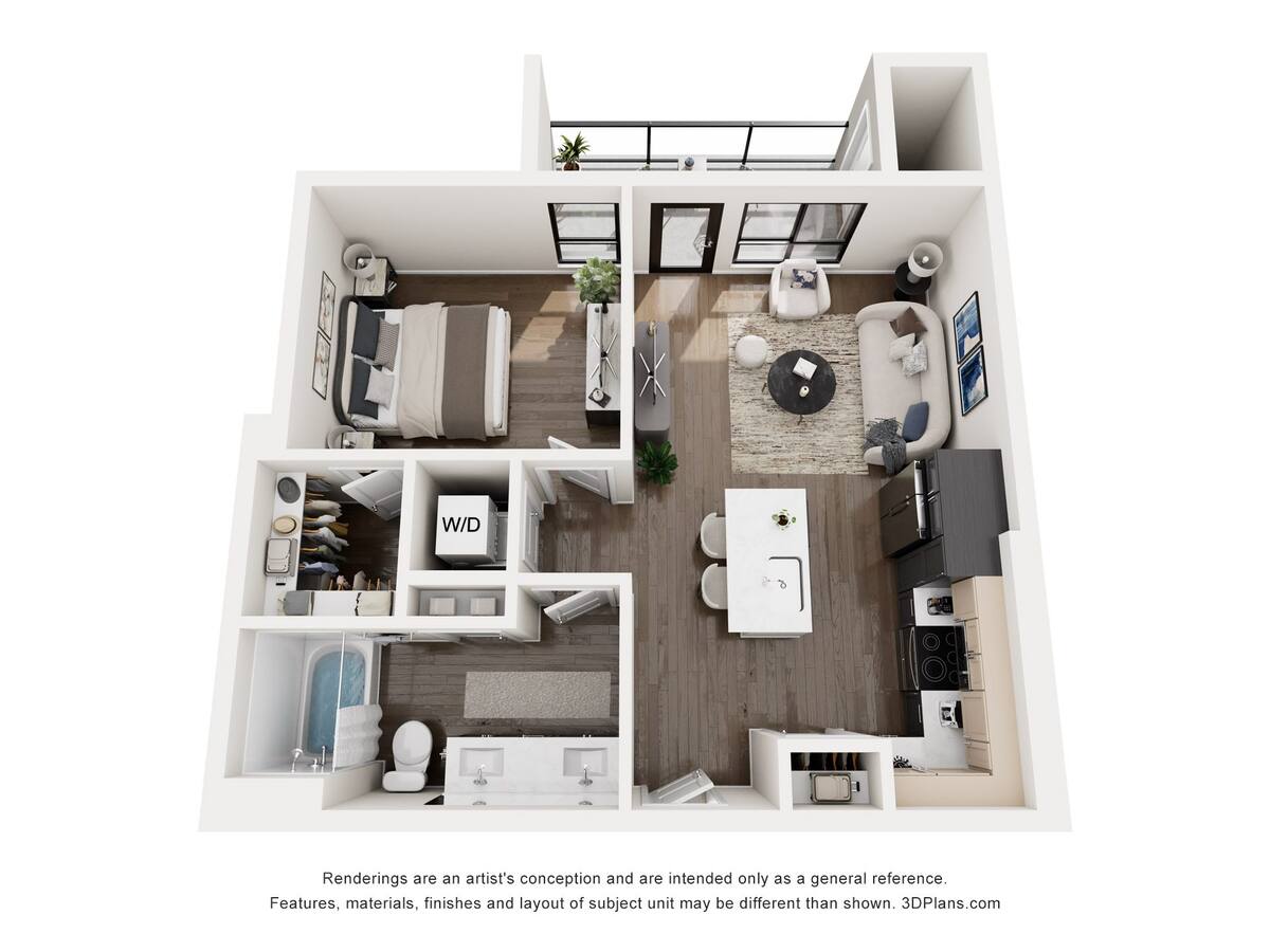 Floorplan diagram for Dickens, showing 1 bedroom