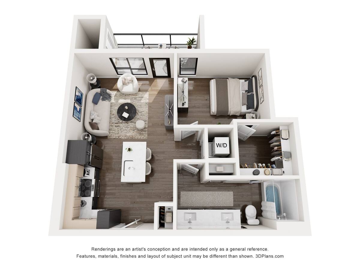Floorplan diagram for Joyce, showing 1 bedroom