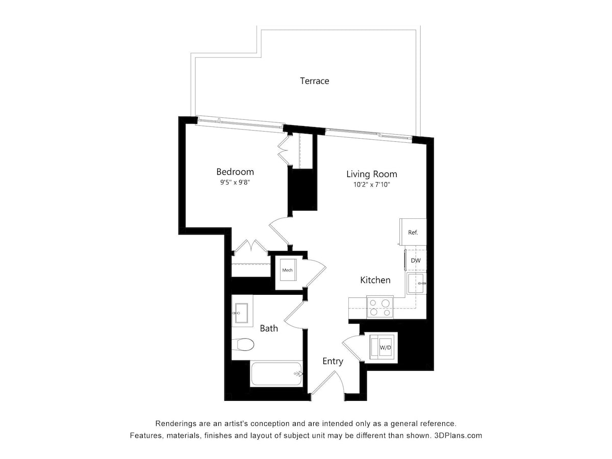 Floorplan diagram for Verde A05, showing 1 bedroom