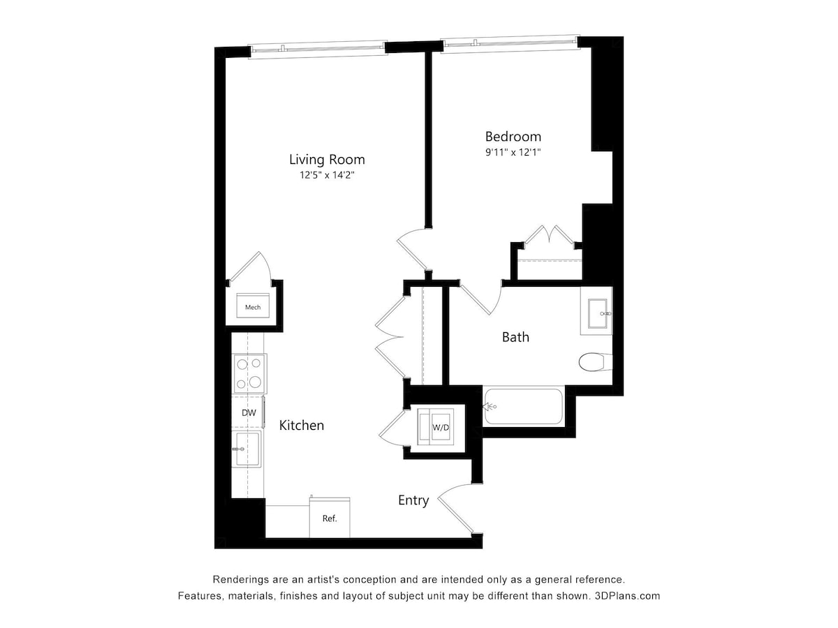 Floorplan diagram for Verde A17, showing 1 bedroom