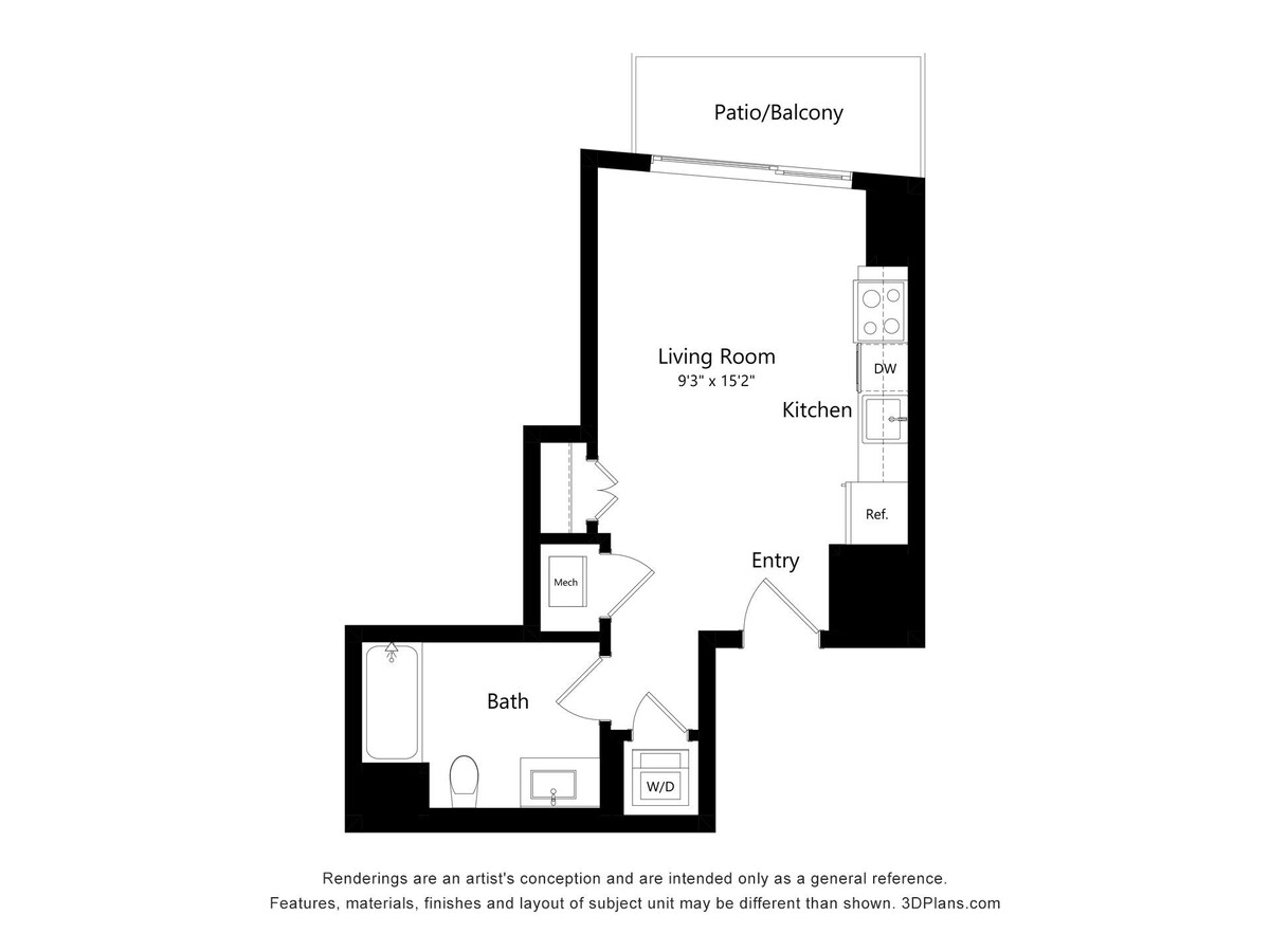 Grundrissdiagramm für Verde S02 zeigt Studio