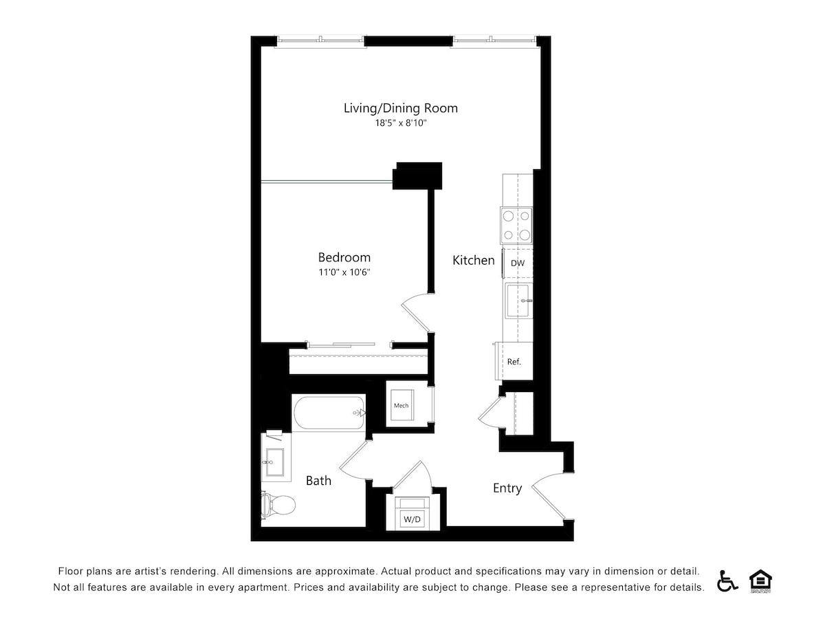 Floorplan diagram for Canyon A28, showing 1 bedroom