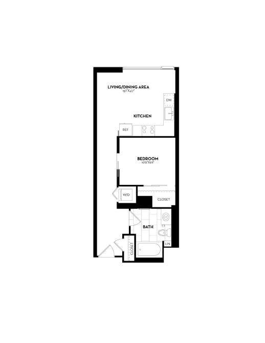 Floorplan diagram for JR - A01a, showing 1 bedroom