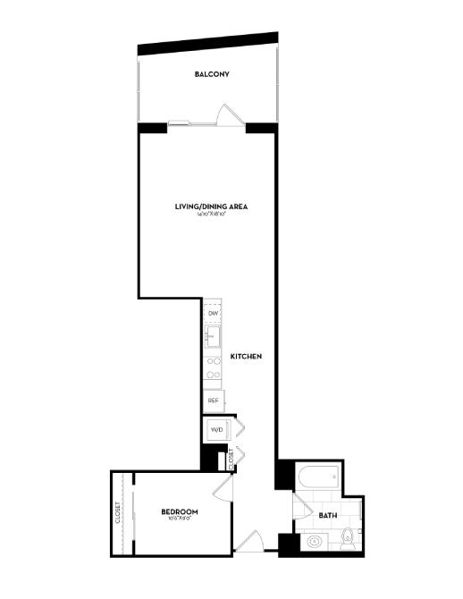 Floorplan diagram for B24a, showing 1 bedroom