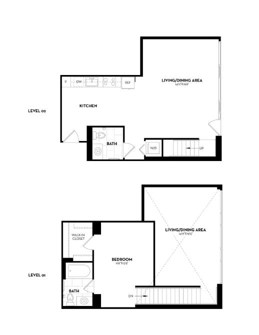 Floorplan diagram for F02, showing 1 bedroom