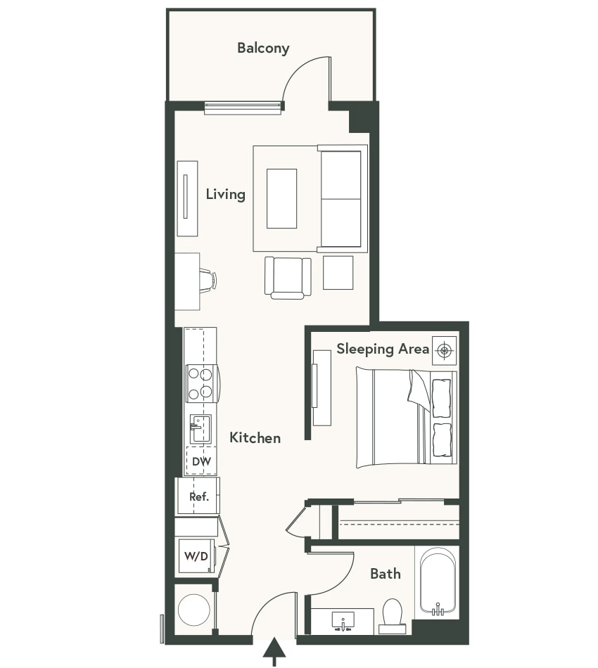 Floorplan diagram for U1, showing Studio