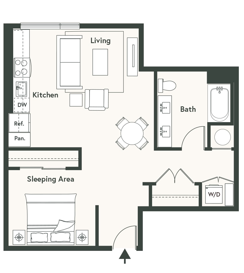 Floorplan diagram for U4, showing Studio