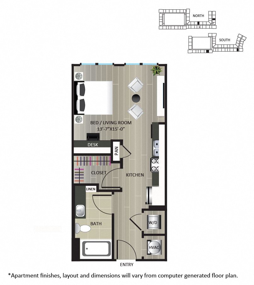 Floorplan diagram for S1, showing Studio