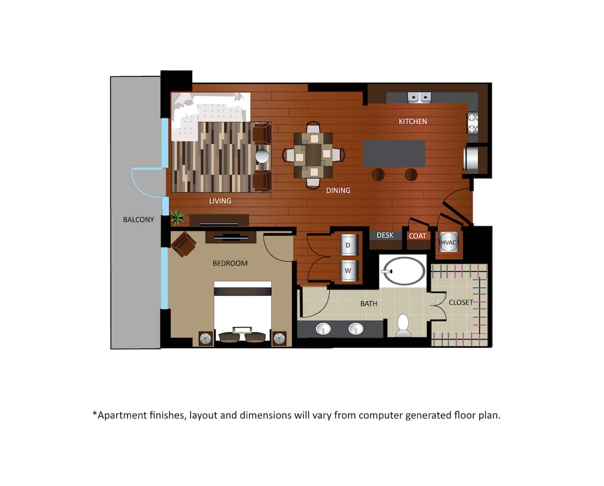 Floorplan diagram for A3 - Renovated, showing 1 bedroom