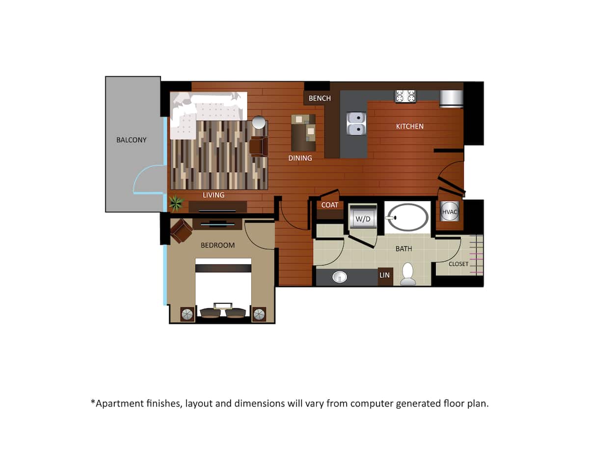 Floorplan diagram for A7 - Renovated, showing 1 bedroom
