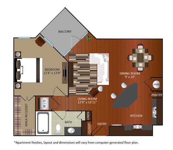 Plan interior pentru A3, care arată Număr de dormitoare: 1