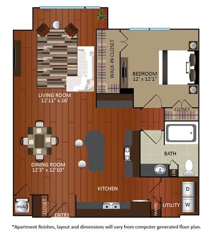 Diagram ng floorplan para sa A5, na nagpapakita ng 1 kuwarto
