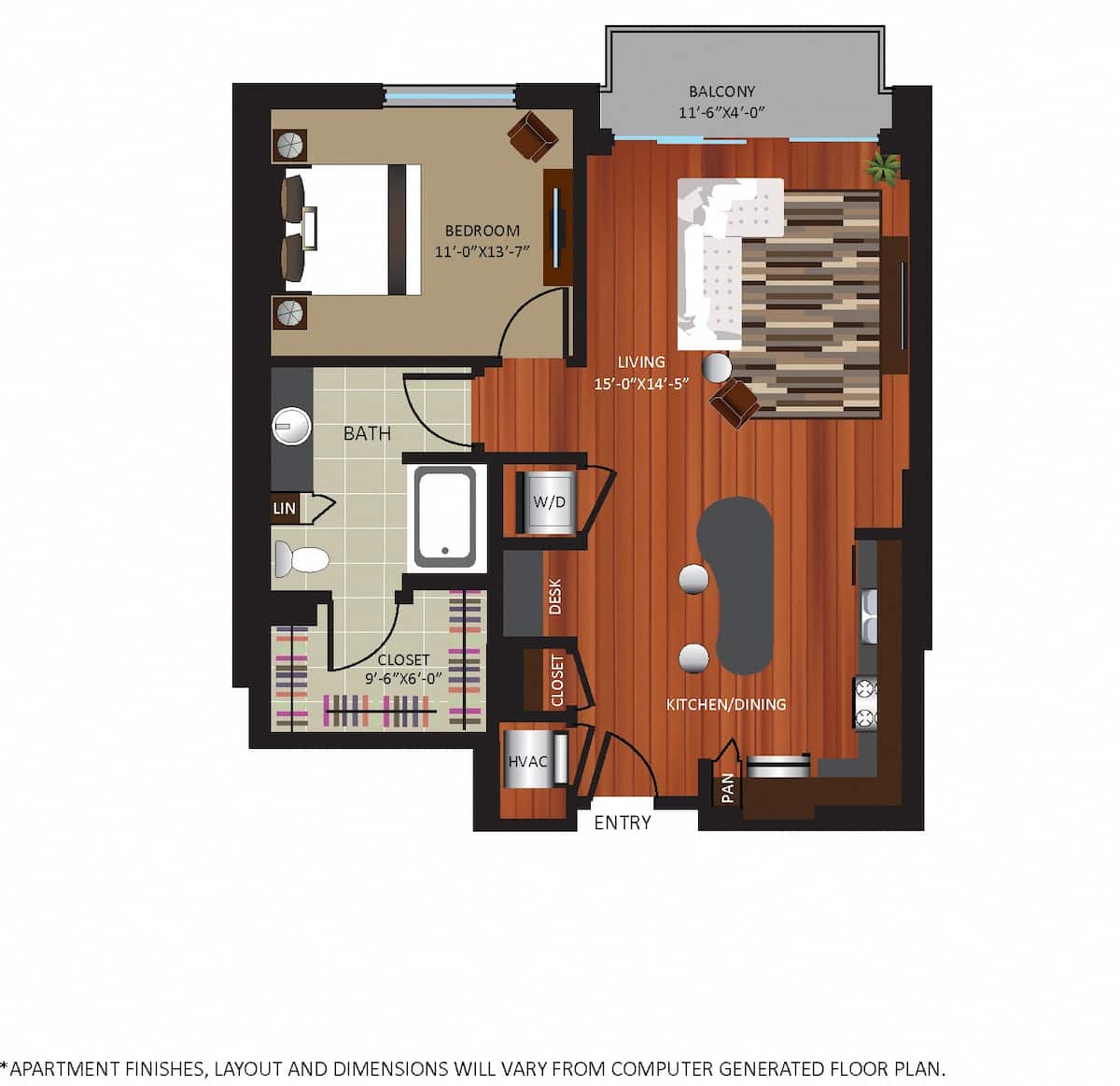 Floorplan diagram for A8, showing 1 bedroom