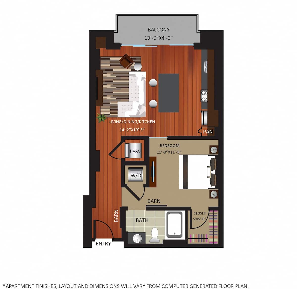 Floorplan diagram for A2, showing 1 bedroom