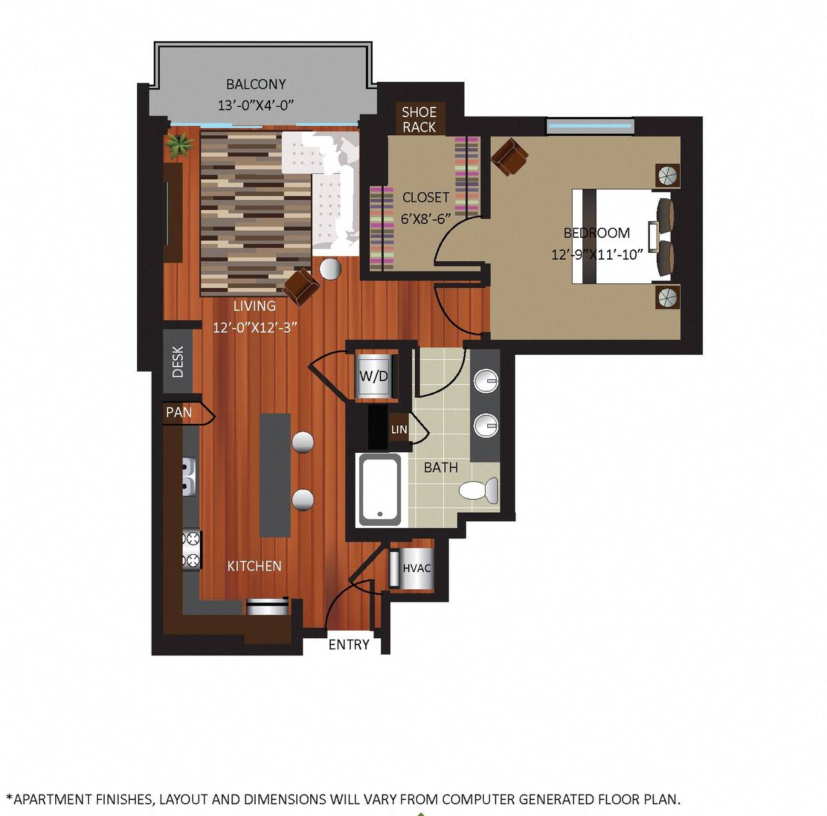 Floorplan diagram for A4, showing 1 bedroom