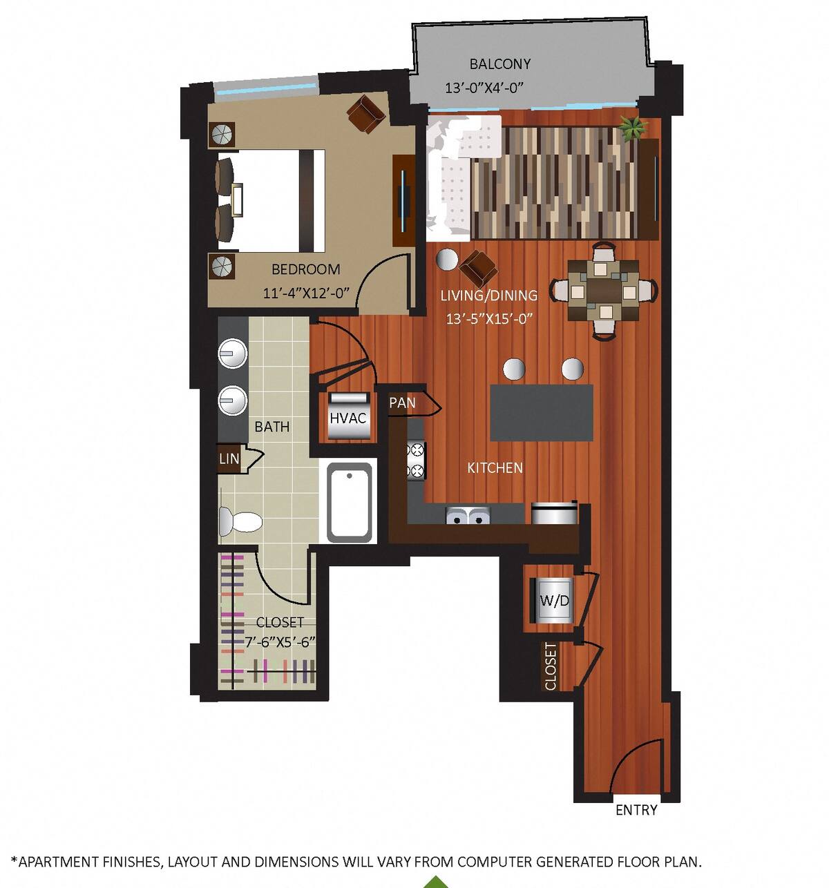 Floorplan diagram for A5, showing 1 bedroom
