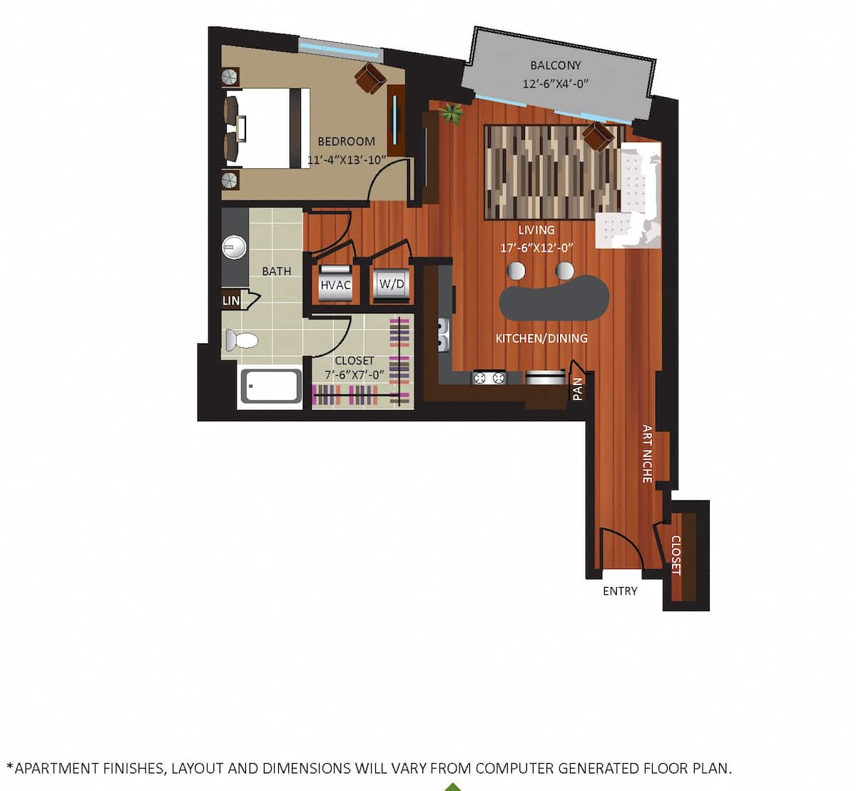 Floorplan diagram for A7, showing 1 bedroom