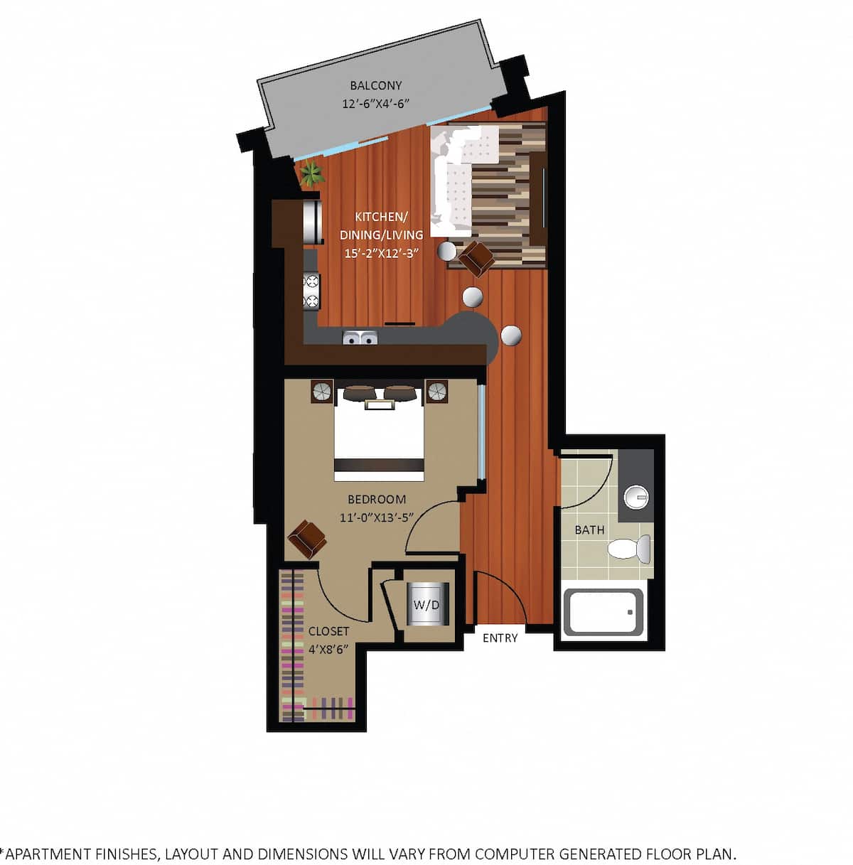 Floorplan diagram for S1, showing 1 bedroom