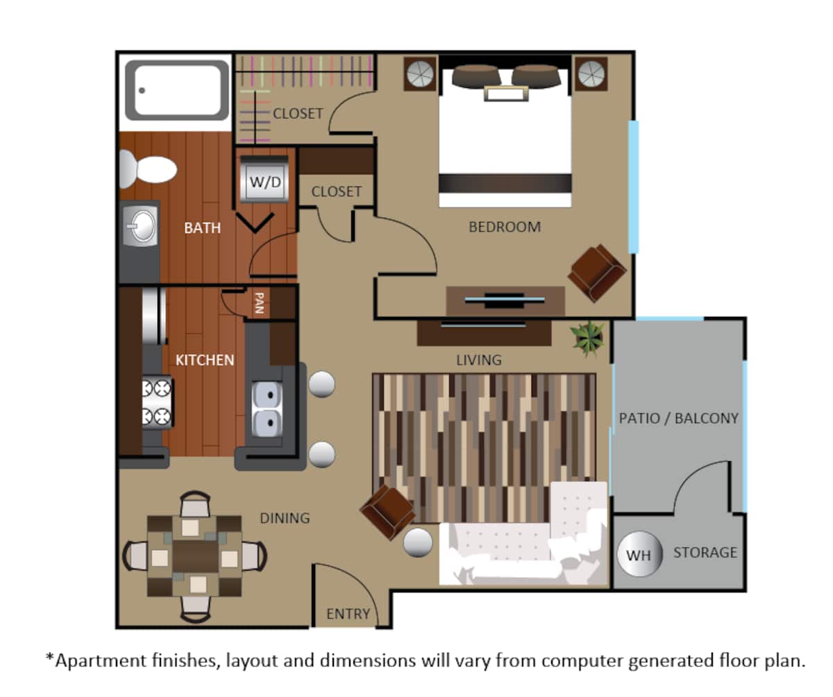 Floorplan diagram for A1, showing 1 bedroom