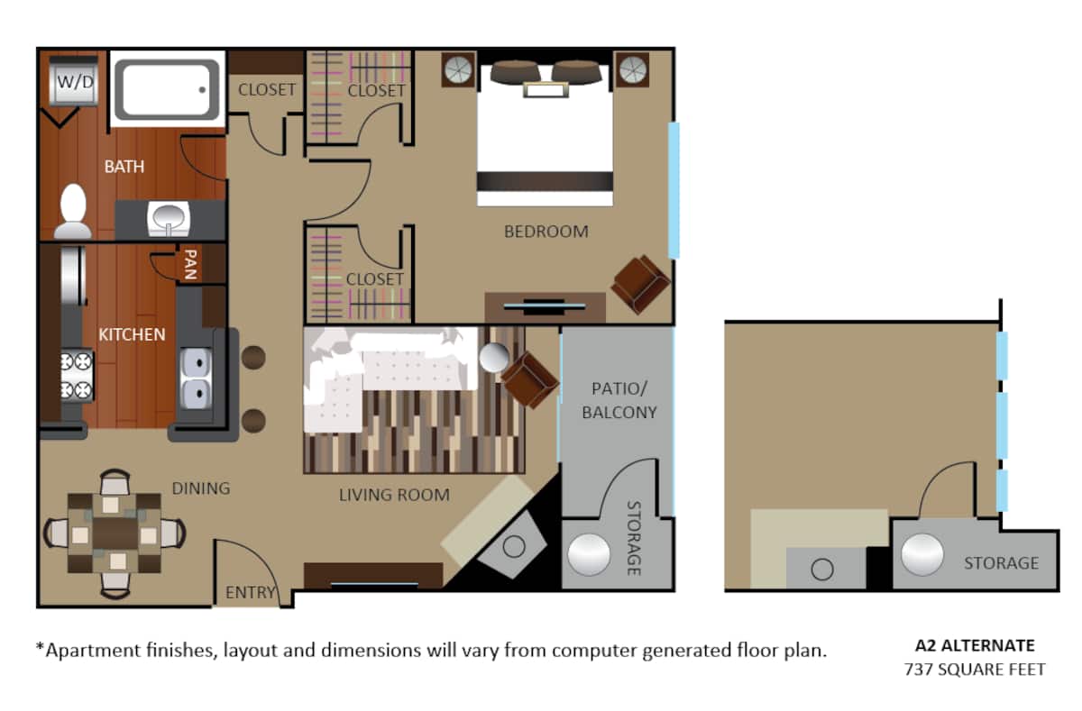 Floorplan diagram for A2, showing 1 bedroom