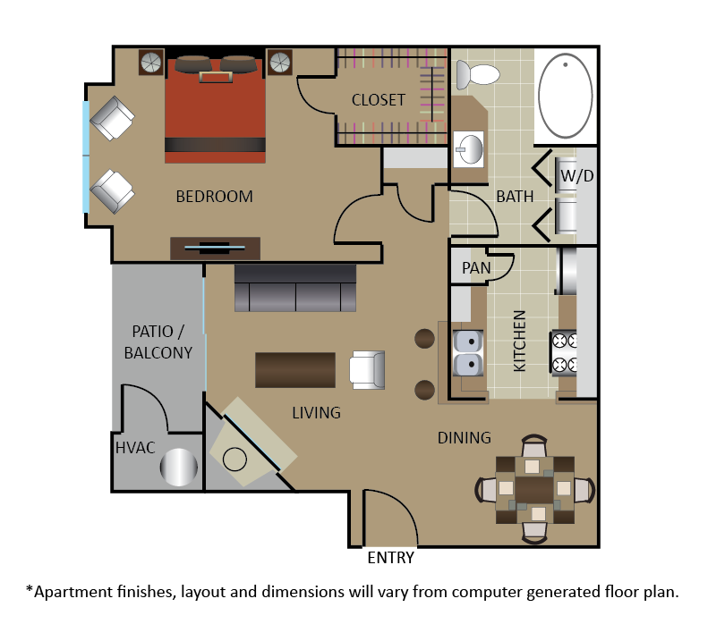 Floorplan diagram for A2, showing 1 bedroom