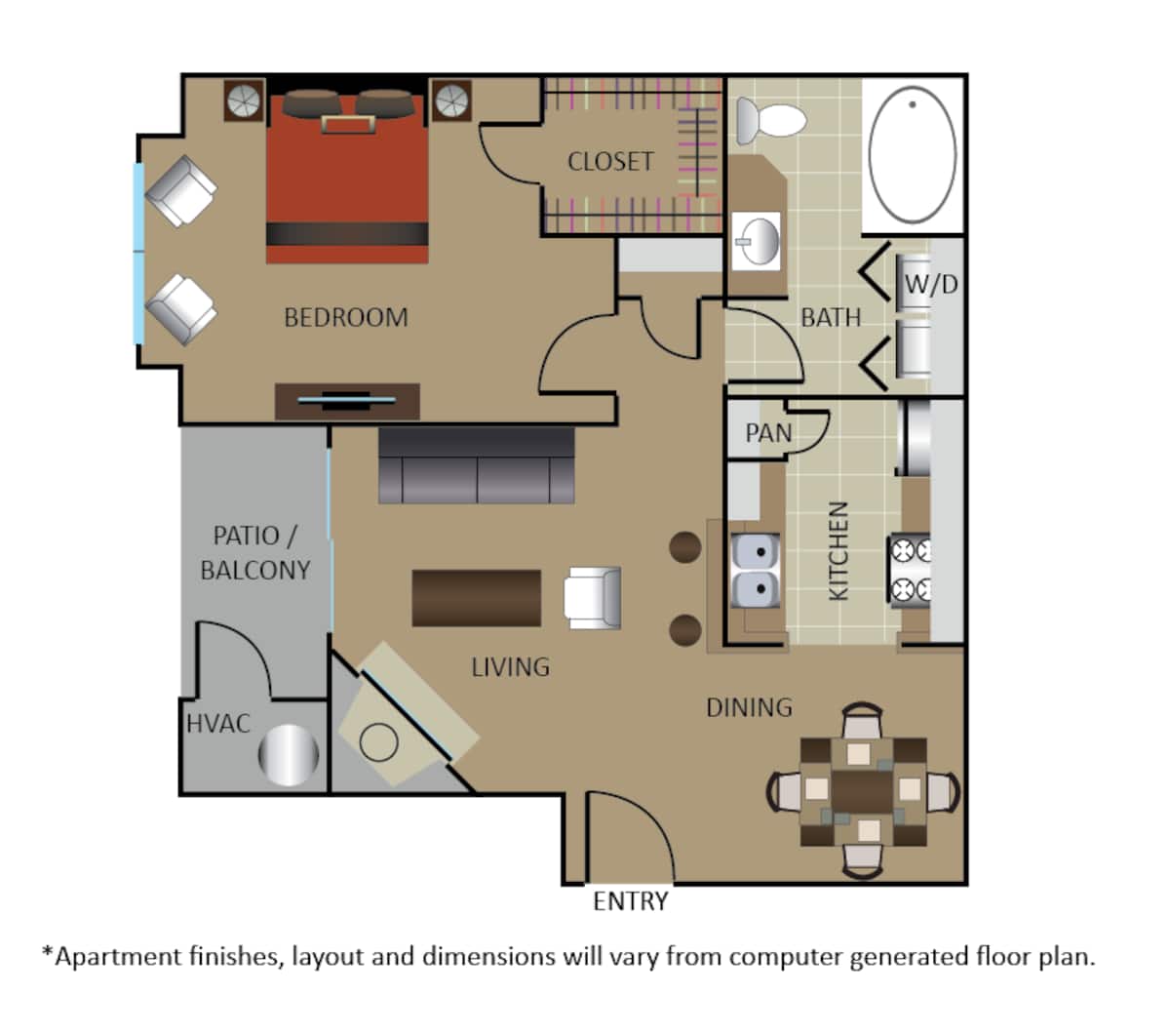 Floorplan diagram for A2, showing 1 bedroom