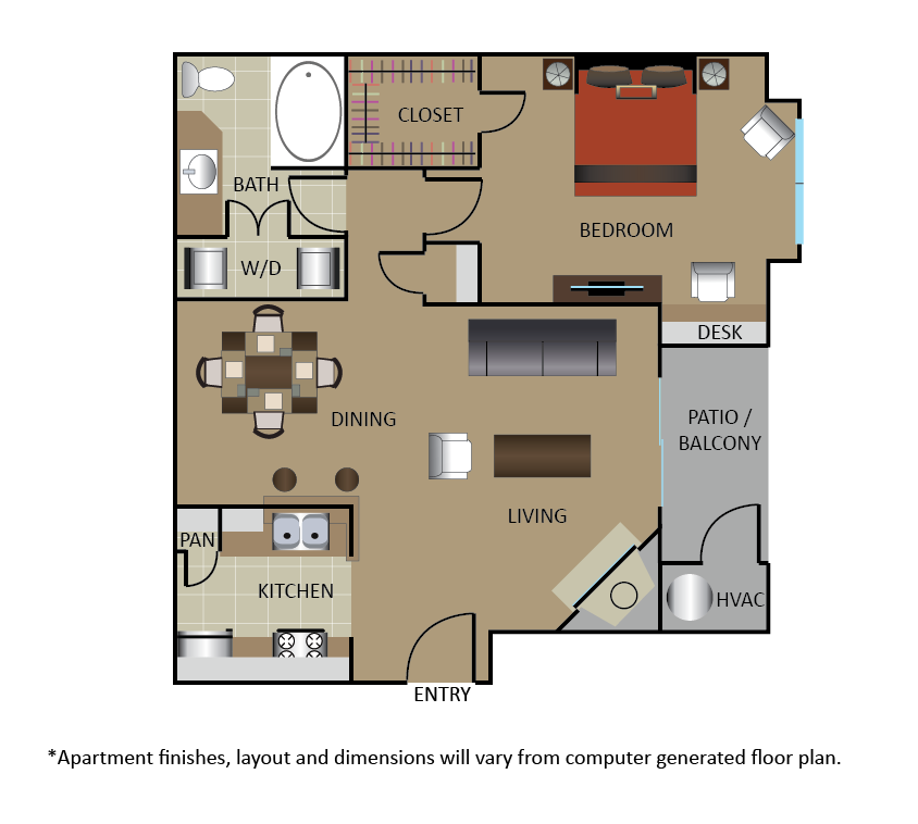 Floorplan diagram for A3, showing 1 bedroom