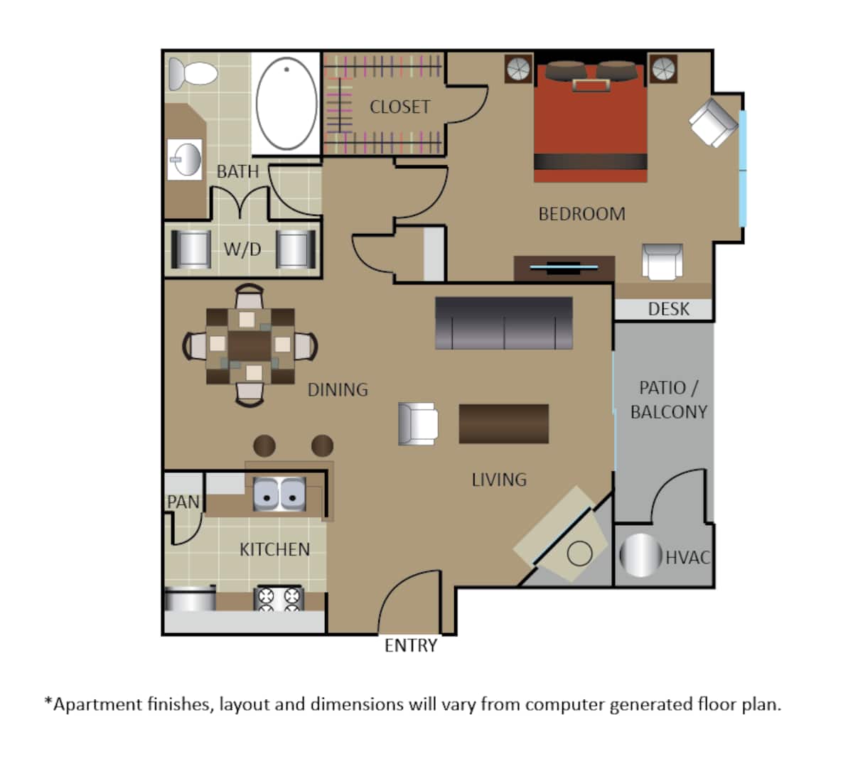 Floorplan diagram for A3, showing 1 bedroom