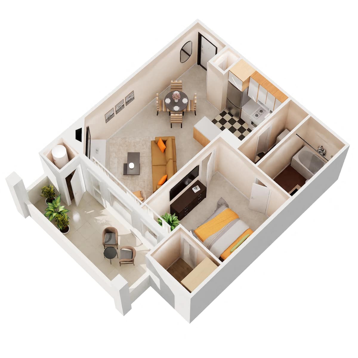 Floorplan diagram for A1, showing 1 bedroom