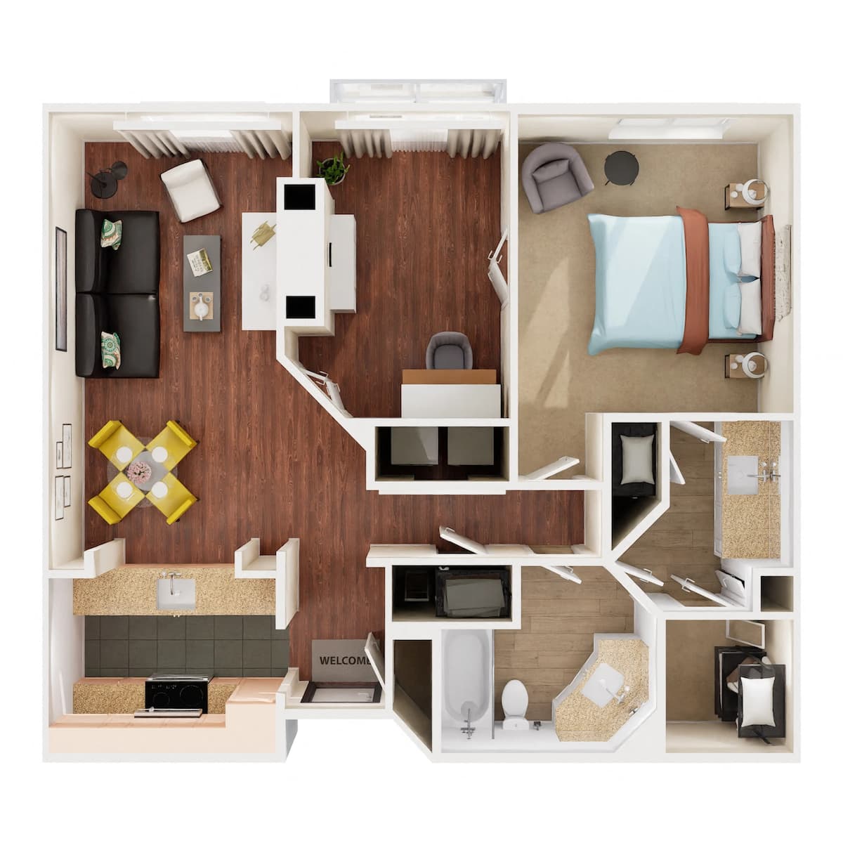 Floorplan diagram for B1, showing 1 bedroom