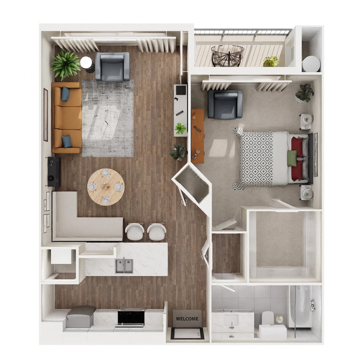 Floorplan diagram for B2 - Renovated, showing 1 bedroom
