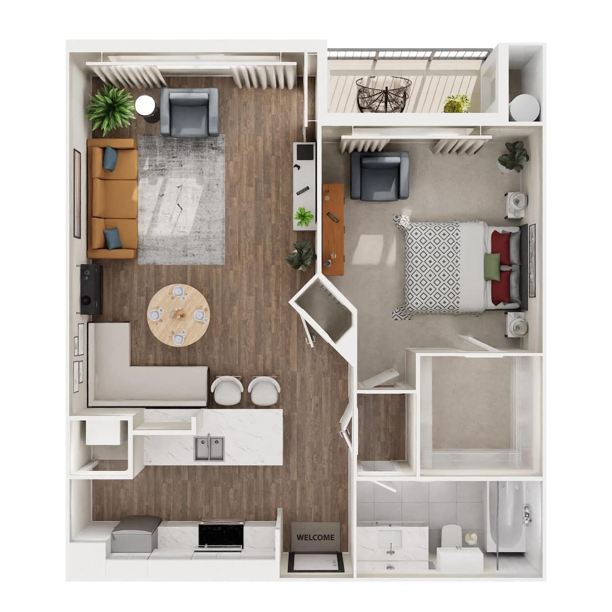 Floorplan diagram for B2 - Renovated, showing 1 bedroom