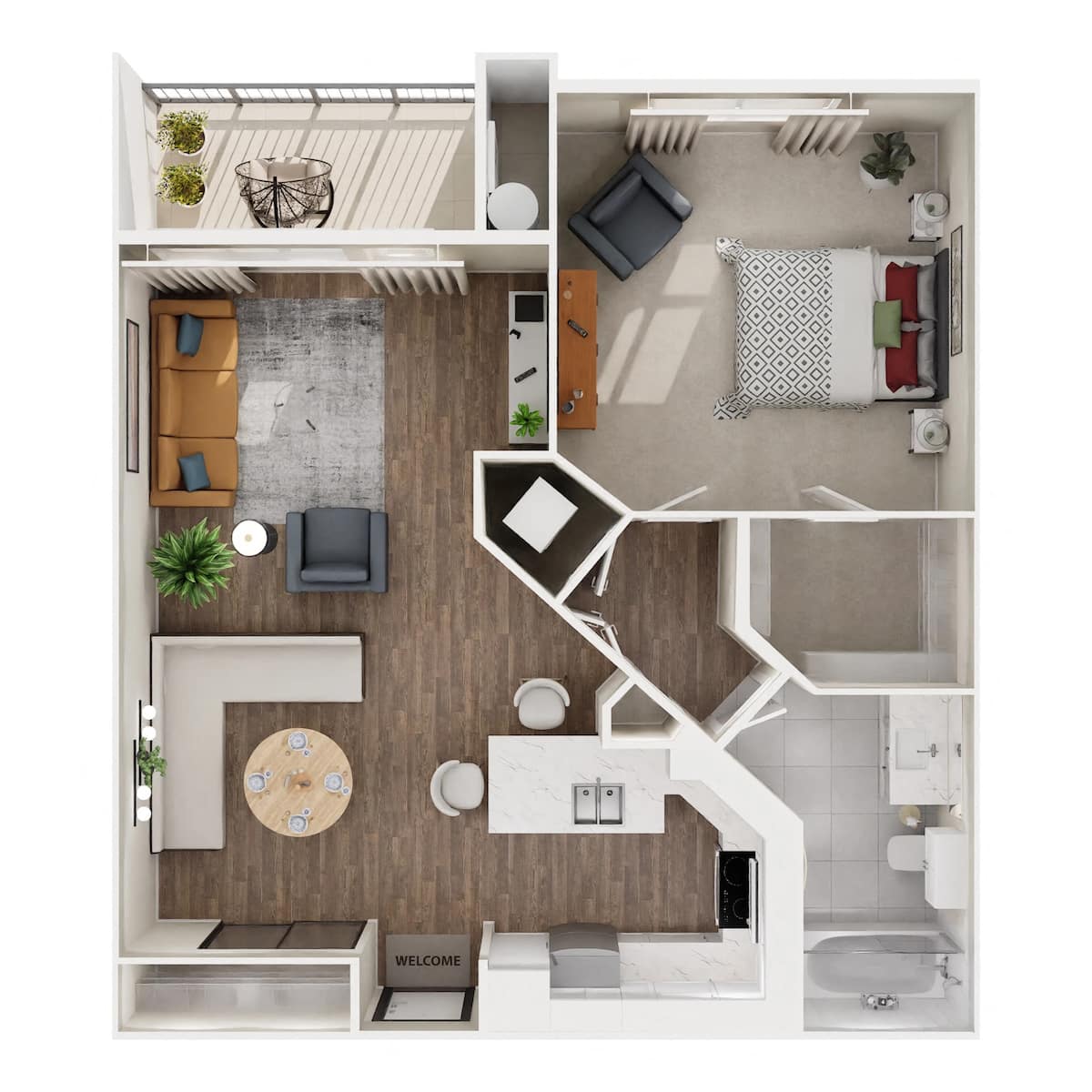 Floorplan diagram for B - Renovated, showing 1 bedroom