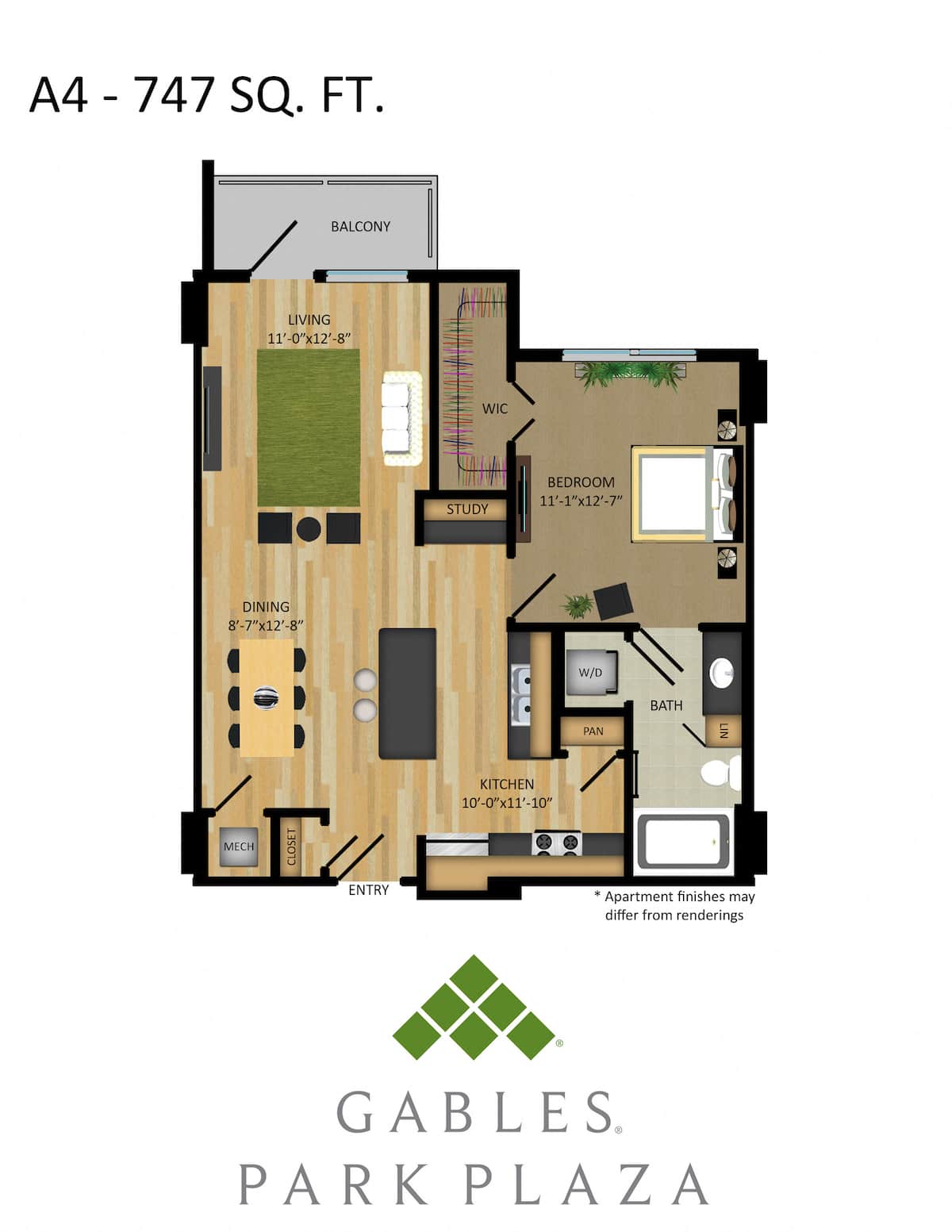 Floorplan diagram for A4, showing 1 bedroom