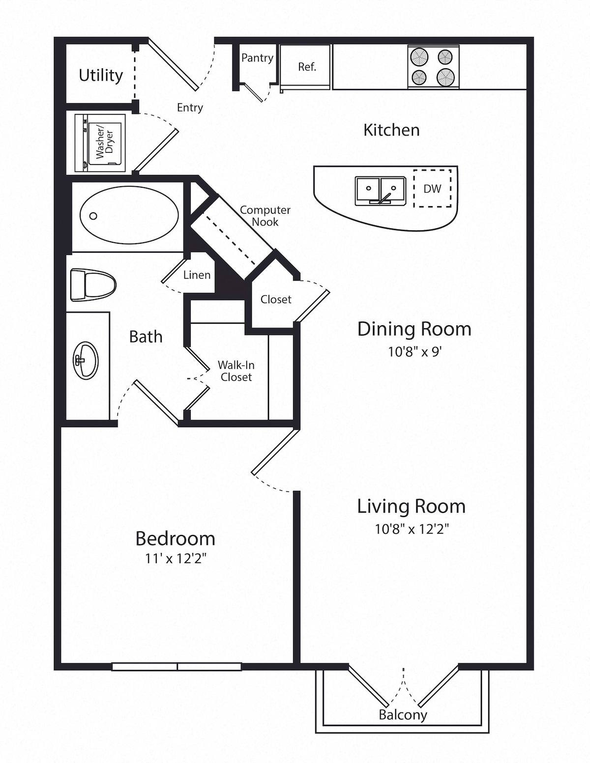 Floorplan diagram for A1, showing 1 bedroom