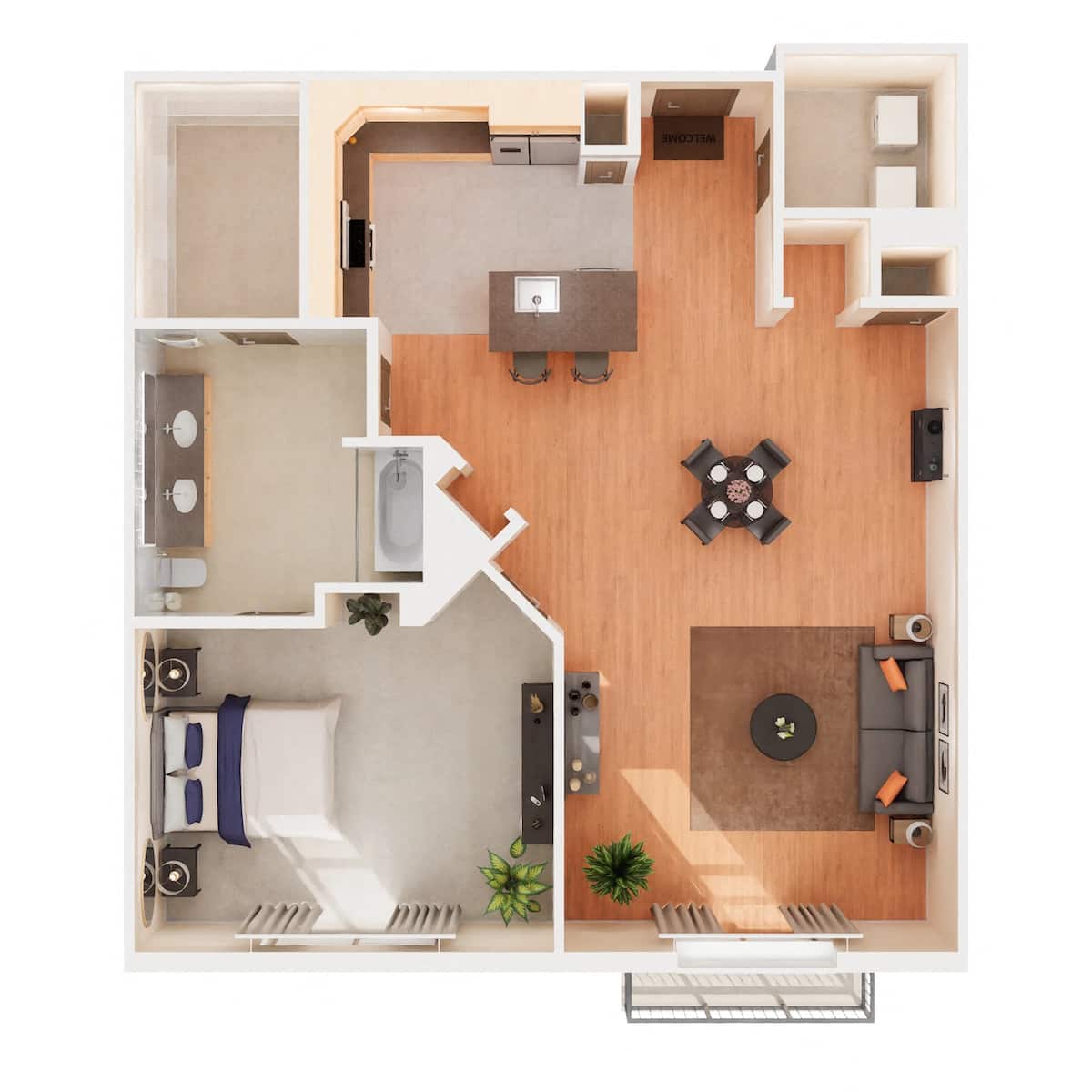Floorplan diagram for A3B, showing 1 bedroom