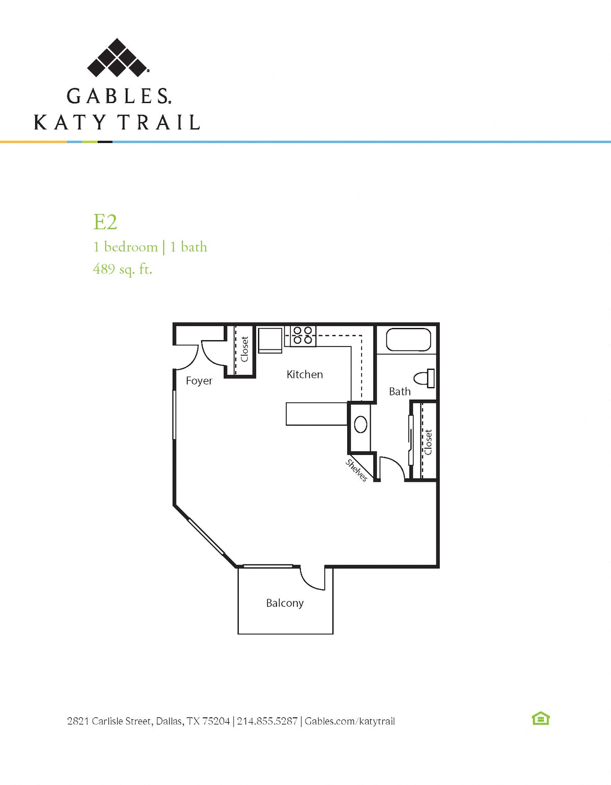 Floorplan diagram for E2, showing Studio