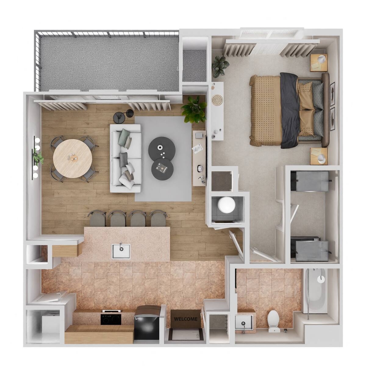 Floorplan diagram for A3, showing 1 bedroom