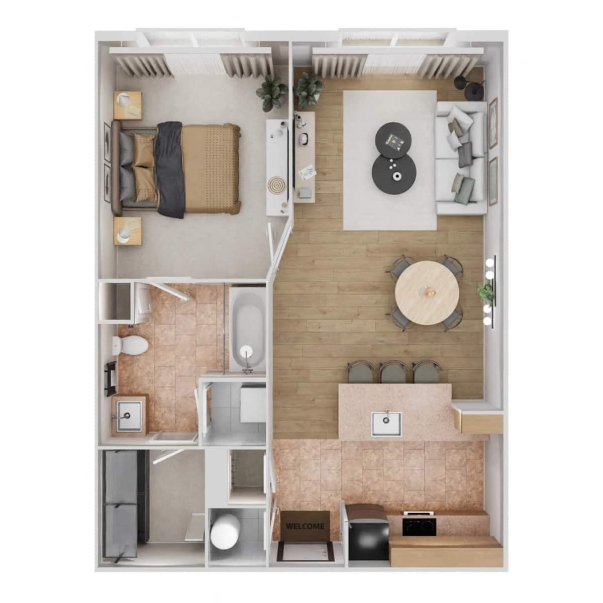 Floorplan diagram for A1 - Renovated, showing 1 bedroom