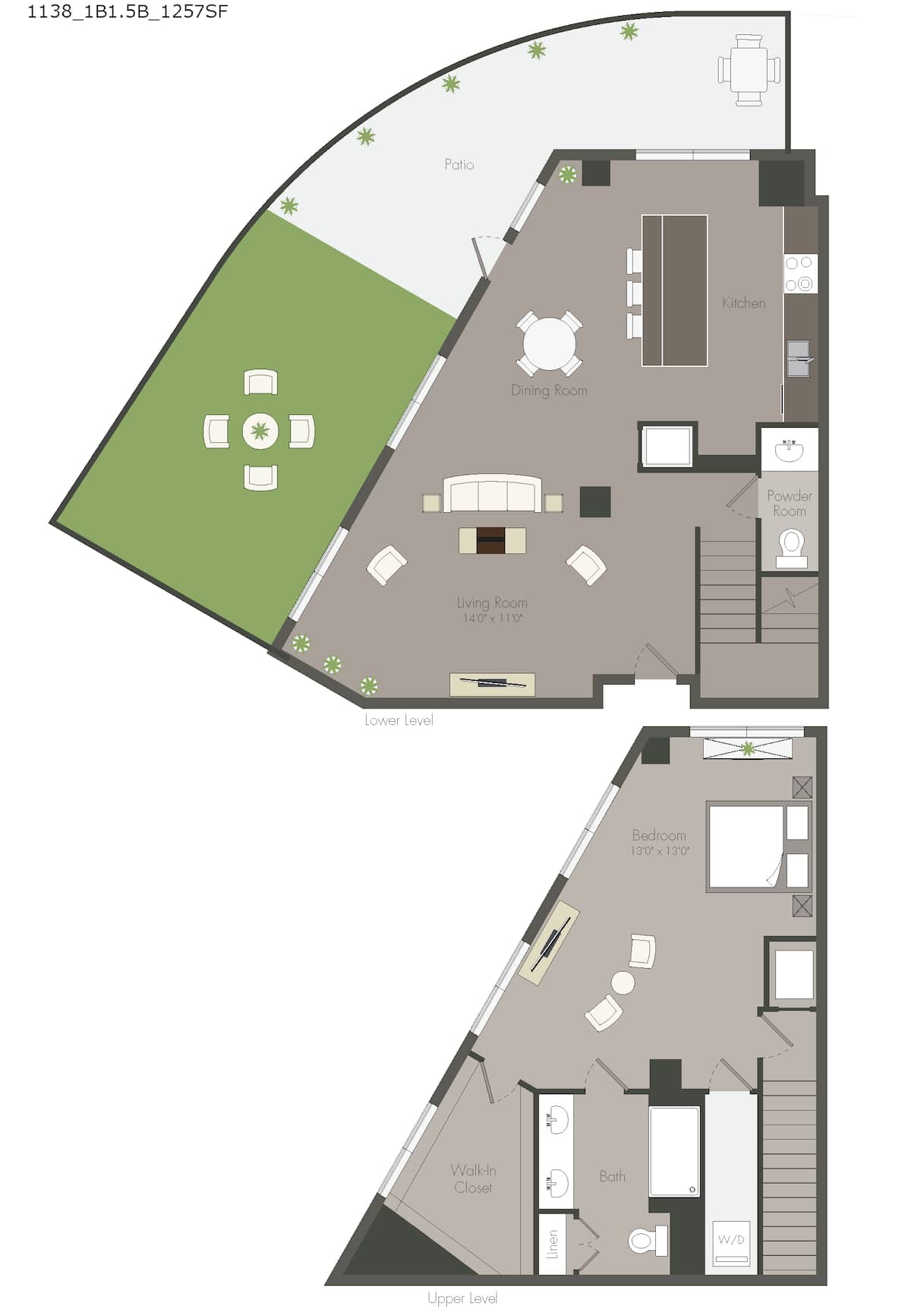 Floorplan diagram for 3A9, showing 1 bedroom