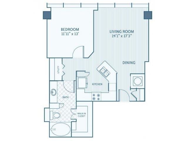 Floorplan diagram for A2A, showing 1 bedroom