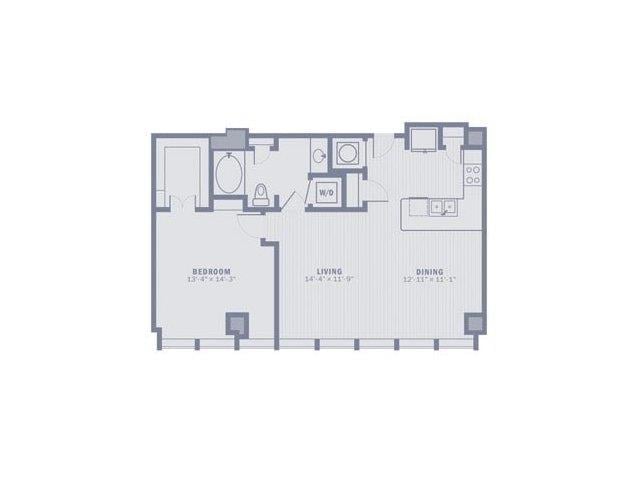 Floorplan diagram for A3, showing 1 bedroom