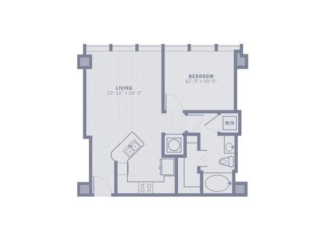 Floorplan diagram for A1A, showing 1 bedroom
