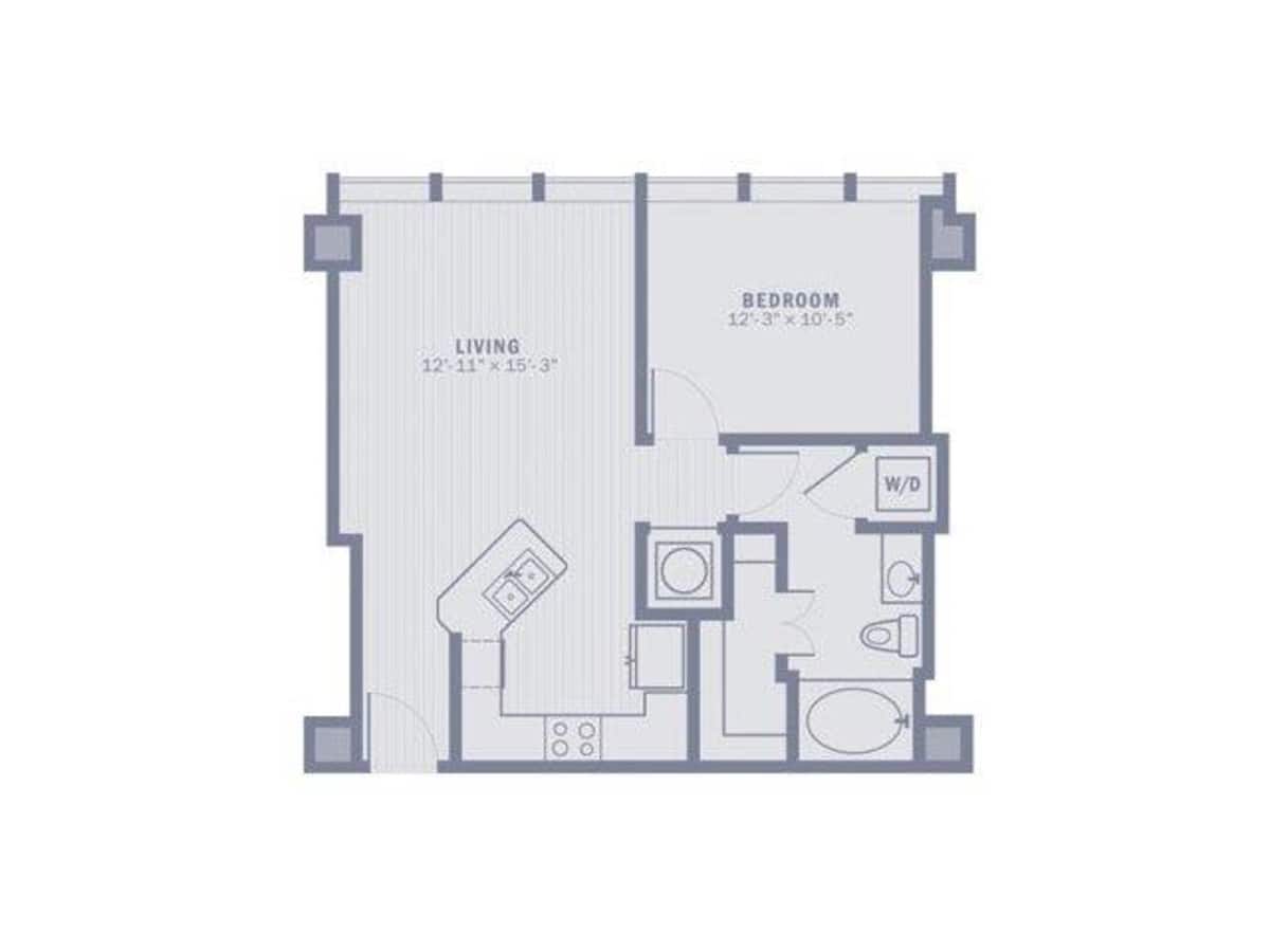 Floorplan diagram for A1A, showing 1 bedroom