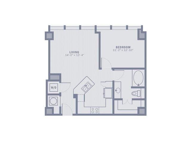 Floorplan diagram for A1B, showing 1 bedroom