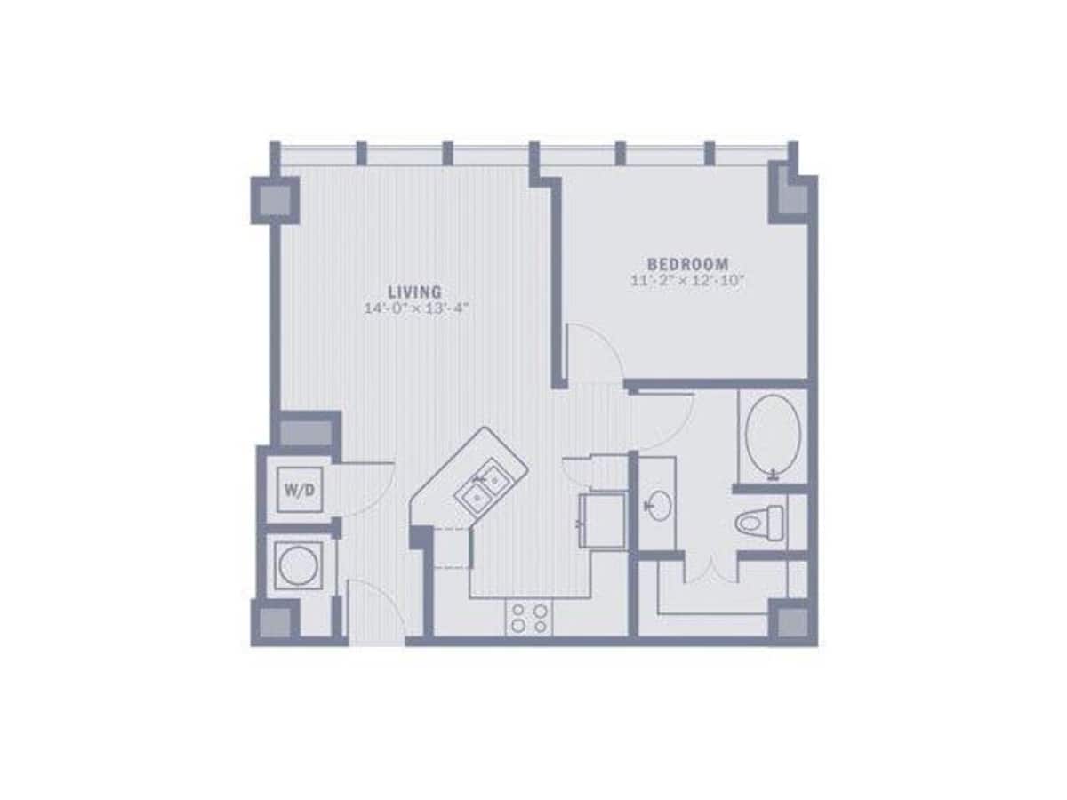 Floorplan diagram for A1B, showing 1 bedroom