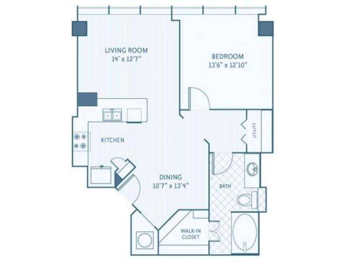 Floorplan diagram for A2B, showing 1 bedroom