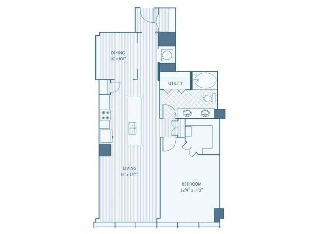 Floorplan diagram for A6B, showing 1 bedroom